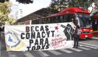 estudiantes de posgrado de la UNAM protestaron, el pasado 5 de noviembre, por el recorte de becas Conacyt.