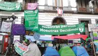 Plantón feminista en el Congreso de Puebla, el mes pasado.