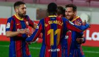 Lionel Messi marca doblete ante el Huesca en LaLiga de España.