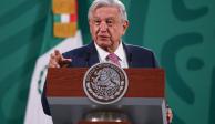 El Presidente de México, Andrés Manuel López Obrador (AMLO), en conferencia matutina, hoy.