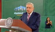 AMLO encabeza la "mañanera", en Palacio Nacional, este viernes 19 de marzo.