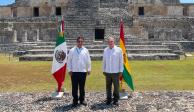 El Presidente AMLO informó que este jueves concluyó la visita de dos días Luis Arce, presidente de Bolivia, con un recorrido por la zona arqueológica de Edzná..