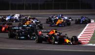 Una acción de la carrera del GP de Bahréin en la F1