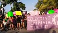 En Tulum, donde ocurrieron los hechos, el Colectivo Feminista de Tulum encabezó la manifestación por el asesinato de Victoria Salazar.