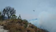 Combaten fuerte incendio forestal en Jalisco.