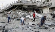 Escombros de un edificio residencial destruido que fue alcanzado por un ataque aéreo israelí, en la ciudad de Gaza, el 17 de mayo de 2021.