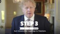 Boris Johnson, primer ministro, delinea las nuevas normas en este tercer paso de desescalada, ayer.