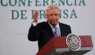 El Presidente López Obrador en conferencia matutina, hoy.