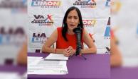 Lía Limón, candidata de la alianza Va por México, en conferencia de prensa.