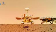Fotografía tomada por el robot de China "Zhurong" durante su misión en Marte.