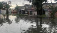Calle de Tláhuac afectada tras las fuertes lluvias.