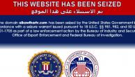 El sitio web de la televisión Al Masirah se ve con un aviso que apareció en varios sitios web afiliados a Irán diciendo que habían sido incautados por el gobierno de los Estados Unidos.