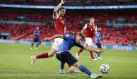 Una acción del duelo entre Italia y Austria, de la Eurocopa 2021