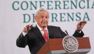 El Presidente Andrés Manuel López Obrador, en conferencia matutina, este martes.