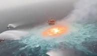 Ducto marino de Pemex se incendia en el Golfo de México.