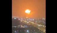 Imagen de una explosión en el puerto de Dubai