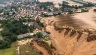 Vista aérea de inundaciones en Erftstadt-Blessem, en Alemania, ayer.