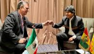 “Canciller, salvador de mi vida”, fue el saludo con el que Evo Morales recibió al secretario de Relaciones Exteriores.