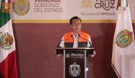 El gobernador Cuitláhuac García ofreció un reporte sobre el estado que guarda el huracán "Grace".
