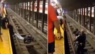 Policía y ciudadano rescatan a hombre de las vías del tren