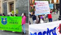 Maestros de la CNTE-sección 9 de la CDMX protestaron frente a la SEP