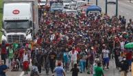 Una caravana de migrantes durante su paso por Tapachula, Chiapas.