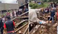 En redes sociales difundieron imágenes del derrumbe que causó la muerte de cuatro personas en Villa Guerrero, Estado de México.