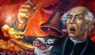 Representación de Miguel Hidalgo al dar el Grito de Independencia.