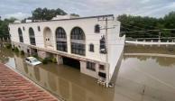 Inundaciones en San Juan del Río por presas desbordas, el pasado lunes.