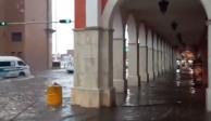 Inundación en Pachuca tras las fuertes lluvias de esta tarde.