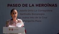 La jefa de Gobierno de la Ciudad de México, Claudia Sheinbaum, ayer durante la inauguración de las cuatro figuras.