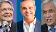 De izquierda a derecha en la imagen, los presidentes de Ecuador, República Dominicana y Chile: Guillermo Lasso, Luis Abinader y Sebastián Piñera, respectivamente