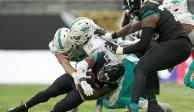 Una acción del Miami Dolphins vs Jacksonville Jaguars de la NFL