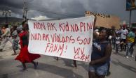 Ciudadanos exigen un alto a los secuestros y a la inseguridad en Haití, ayer.