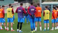 Jugadores del Barcelona durante un entrenamiento del club.