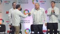 El gobernador de Yucatán, Mauricio Vila Dosal, y el Presidente de México, Andrés Manuel López Obrador (AMLO), en la inauguración del Tianguis Turístico.
