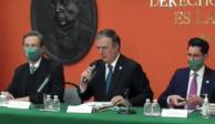 Marcelo Ebrard en conferencia de prensa luego del encuentro entre López Obrador, Biden y Trudeau; destacó la creación de "Sembrando Oportunidades".
