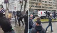 La policía utilizó cañones de agua para dispersar a los manifestantes que protestaban contras las medidas antiCOVID-19 impuestas en Bruselas.