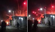 A través de redes sociales se difundieron videos en donde se captó la explosión de pirotecnia en Tultepec.