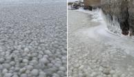 ¿Cómo se llama y por qué se forman bolas de hielo en el lago Manitoba en Canadá?