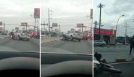 En redes sociales circuló el video en donde se muestra el impacto de la camioneta contra la motocicleta.
