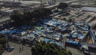 Vista general del campamento migrante improvisado en El Chaparral, Tijuana, ayer.