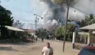 Explosión de bodega con pirotecnia en Apatzingán, Michoacán
