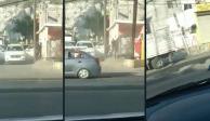 En el video se alcanza a ver cómo tres sujetos llegan en una camioneta blanca a una casa ubicada en Monterrey, Nuevo León, y comienzan a disparar.