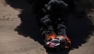 El coche que explotó en el Rally Dakar