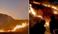 Se registra fuerte incendio en inmediaciones de Monte Albán, Oaxaca.
