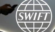 El logotipo de la plataforma SWIFT,&nbsp;sistema de mensajería interbancario