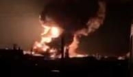 Medios ucranianos reportaron un incendio en un depósito de petróleo, presuntamente originado por un ataque con misiles