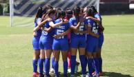 Jugadoras de Cruz Azul Femenil, previo a un duelo de la Liga MX Femenil.