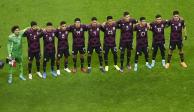Jugadores de la Selección Mexicana previo a uno de sus partidos eliminatorios hacia Qatar 2022.